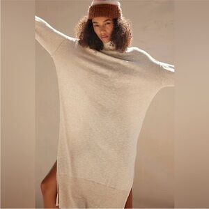 Free People Faye Sweater Midi Dress Natural XS NEW